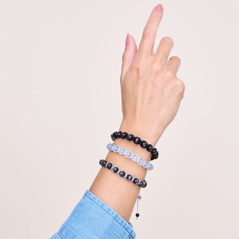 Charbon | Argent | Bracelet Cheshire Glass Charmballa